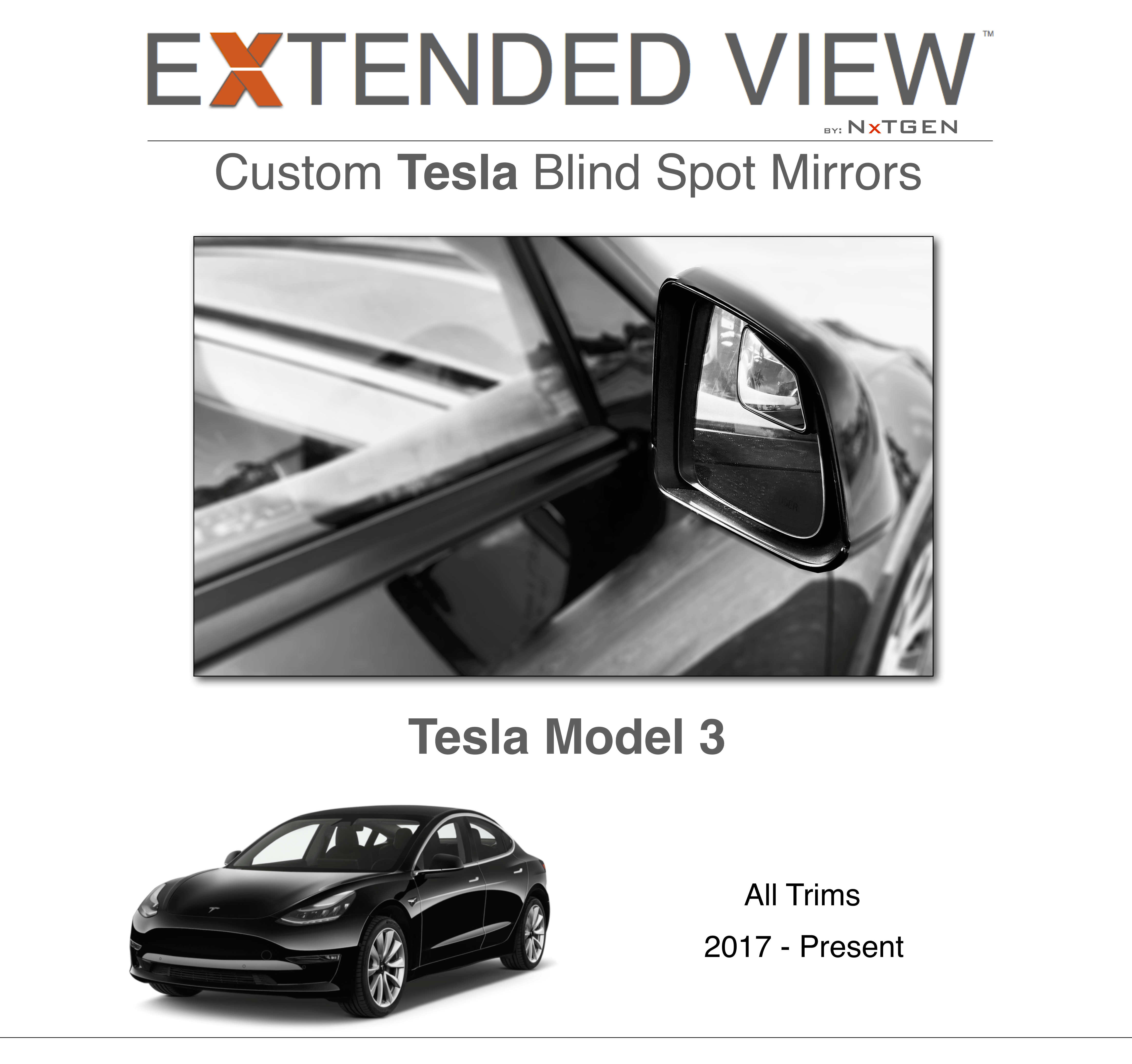 Tesla Model 3 Blind Spot Mirrors | Extended View™